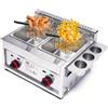 NONE Friggitrice Professionale a Gas da Banco 12L in Acciaio Inox con Doppia Vasca, 2 Cestelli Rimovibili e Coperchio, Argento