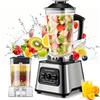 DWiusty Frullatore ad Alta Velocità DWiusty 6000W 2-in-1, Capacità 2.5L, 9 Velocità Regolabili, Tritaghiaccio e Spremiagrumi, Processore Alimentare Multifunzione