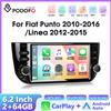 podofo Autoradio Android 13 Podofo per Fiat Punto 2010-2016/Linea 12-15, WiFi, GPS, Carplay Wireless, Android Auto, Lettore Multimediale