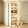 NONE Scarpiera Pieghevole a 6/9 Livelli con Porta Magnetica Trasparente Antipolvere, Organizzatore Mobile per Scarpe con Ruote, Scarpiera Salvaspazio in Plastica PP PS per Camera da Letto e Soggiorno