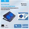 OYATEC OY-216 Supporto di Raffreddamento per Laptop con Doppia Ventola a LED Blu, 4 Altezze Regolabili, Alimentazione USB, Silenzioso, Antiscivolo, per Laptop da Gaming e Ufficio fino a 17 Pollici