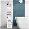 NONE Mobiletto stretto per bagno, organizer da pavimento in PVC impermeabile con porta fazzoletti, armadietto sottile con anta a doghe per doccia.