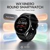 NONE Smartwatch Rotondo Nero WX18NERO con Microfono Integrato, Chiamate Bluetooth, Monitoraggio Frequenza Cardiaca, Stress e Sonno, Orologio Sportivo per Android e iOS, per Uso Quotidiano