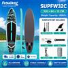 funwater Tavola da Stand Up Paddle Gonfiabile Funwater SUPFW32C 350x84x15cm, Capacità 180kg per Adulti, con Pagaia Regolabile, 3 Pinne, Cinghia di Sicurezza, Pompa Manuale, Zaino, Stabile, Resistente, Leggera,