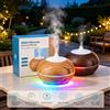NONE Diffusore di aromi a ultrasuoni da 500 ml con finitura effetto legno, luce notturna RGB a 7 colori, umidificatore silenzioso per oli essenziali con funzione timer, 30 ㎡ Copertura per Camera da