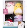 Squishmallows Micromallows Original - Confezione da 4 peluche - coccinella Trudy, mucca Caedyn, ananas Maui e fungo Minya