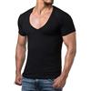 ReRock Maglietta da uomo RR-1315 per Young & Rich 1315 con scollo a V profondo, tinta unita, da S a 3XL