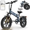 EGGKING Bicicletta Elettrica 20 x 4.0 Fat Tire, Doppia Sospensione e 7 Velocità Bici Elettrica, E-Bike per Adulti, Batteria Rimovibile 48V 15 Ah, Display e Controllo APP (Azzurro)