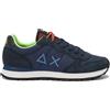 SUN 68 SUN68 Tom Fluo Sneakers Uomo in Pelle e Tessuto con Dettagli Fluo Navy Blue Z46102-07