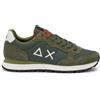 SUN 68 SUN68 Tom Solid Sneakers Uomo in Pelle e Tessuto Militare Scuro Z46101-74