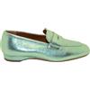 ELISA LANCI MOCASSINO LEA IN CUOIO VITELLO LAMINATO VERDE ACQUA