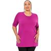 Ulla Popken Maglietta da Donna, Girocollo, Rilassata, Mezza Manica, Bacca, 56/58 IT