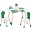 Relaxdays set bambini dinosauri, tavolo e 2 sedie, bianco e verde | cameretta