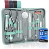 Flipfeld GmbH marQus Solingen set per manicure e pedicure - 12 pezzi in astuccio in vera pelle pratico e morbido - kit completo di tutto per la cura delle mani e dei piedi, set per unghie