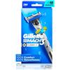 Gillette Rasoio da barba Mach 3 Turbo per uomo | La rasatura più confortevole | Flexiball e Dynamic Pivot per rasatura sicura | Lame Anti-Attrito e Striscia Lubrificante per rasatura liscia e pelle
