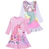 SOIBEEN Camicie da notte per ragazze con stampa 3D, camicie da notte confezione da 2, camicia da notte in cotone pigiameria per ragazze 2-9 anni, 2-3 Years
