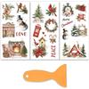 OLYCRAFT 3 pz/Set di Adesivi Trasferibili A Sfregamento per Albero di Natale per Mobili e Artigianato 15x30cm con Pupazzo di Neve per Mobili per Scrapbooking Finestre Decorazioni per La Casa