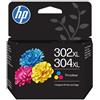 HP ORIGINAL HP Cartuccia d'inchiostro differenti colori B7RT8AE 302 XL / 304 XL ~300 Seiten Cartuccia di inchiostro in tricromia or