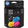 HP ORIGINAL HP Multipack nero / differenti colori B82L1AE 302 / 304 ~220 Seiten Confezione da 2 cartucce di inchiostro tricromia/ne