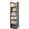 GRANNY SAYS Organizer da appendere per armadio a 6 ripiani, organizer pieghevole da appendere con 2 ganci robusti, grandi ripiani per armadio, camera da letto, grigio cenere