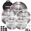 SONICAKE Set Piatti Basso Volume Argento 5 pezzi | 14 HiHat+16 Crash+18 Crash+20 Set Piatti Ride con borsa da bacino e accessori