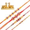 Tarini Gallery Set di 4 braccialetti Rakhi Lumba per fratello Bhabhi e Bhatija Bhaiya Raksha Bandhan Rakhee Dori filo braccialetto Rakhi con confezione regalo, One Size, Plastica, Non pietra preziosa