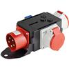 as - Schwabe MIXO - Distributore di corrente ad alta tensione - Spina CEE 400 V/32 A/5 poli, ca. 7 kW - Adattatore ad alta corrente - 1 x Schuko, 2 prese CEE 400 V, 16 A, 5 poli, Made Germany - IP44,