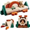Relaxdays divano modulare per bimbi, 18 pz, 53x194x66 cm | blocchi morbidi in velluto, multicolore