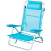AKTIVE Sedia da spiaggia pieghevole, multiposizione, 8 posizioni, tessile e alluminio, blu, 47 x 49 x 82 cm, 110 kg, schienale alto imbottito