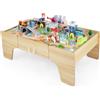 LIFEZEAL Tavolo Attività in Legno per Bambini, con Set di Trenino (110pz)