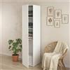 Dmora Armadio Multiuso 1 Anta Melanie, Mobile Multifunzionale, Mobiletto scarpiera, Guardaroba Porta Scarpe, 42x39 h175 cm, Bianco