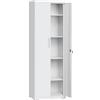 SONGMICS Armadietto Garage a 5 Ripiani con 2 Ante, Armadio Ufficio, 40 x 60 x 180 cm, 1 Serratura, Ripiani Regolabili, Armadio Metallo, Grigio Opaco OMC014G01