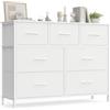 SONGMICS BELLAH Collezione - Cassettiera Camera da Letto, Mobile con Cassetti, Acciaio, Cabina Armadio Ingresso Soggiorno, 7 Cassetti, Moderno, Bianco Nuvola e Bianco Neve LGS323WH01