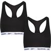 Reebok Womens Crop Top Frankie Black/White Elastic, T-Shirt Donna, Black/White, S