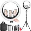 NEEWER Ring Light RP19H 19" + Stativo e 3 Portatelefono, Controllo 2.4G e Touch, Dimmerazione Fluida all'1%, 42W CRI97+ 2540lux, Professionale per illuminazione Streaming Chiamate Zoom in Ufficio Casa