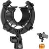 NEEWER Supporto per Microfono Antiurto, Porta Mic per Asta e Boom Arm con Corde Elastiche e Adattatore a Vite da 3/8" a 5/8", Adatto a Microfoni con Diametro da 1,8" a 2" (da 46 a 50mm), MS048