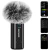 NEEWER KM23B Microfono Lavalier Wireless Bluetooth Controllo App, Compatibile con iPhone Android Telefono Batteria 8H Miglioramento Vocale Antirumore Regolazione Volume Taglio Basso per Streaming Vlog