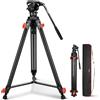 NEEWER Treppiede Video con Testa Fluida, Treppiede Portatile Compatto Alluminio Resistente per Videocamera DSLR Compatibile con Gimbal DJI Compatibile con Piastre QR Manfrotto, Carico Max 13,2lb, TP73
