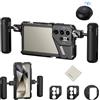 NEEWER PA042 S24 Ultra Phone Cage Video Rig Stabilizzatore+Side Handle a Sgancio Rapido PA045S, Maniglia Bluetooth PA045E, Adattatore Filtri 67mm,Backplate Lente 17mm, Adattatore Lenti T Mount, Panno