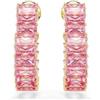 Swarovski Matrix Orecchini a Cerchio, Gioielli con Zirconia Rosa Swarovski, Taglio Baguette, Forma a Cuore, Placcatura in Tonalità Oro, 1,9 x 0,5 cm, peso (singolo orecchino) 2,2 g