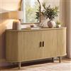 VASAGLE Credenza con Ante Scorrevoli, Mobile Buffet con Ripiani Regolabili, Mobile Soggiorno, 140 x 40 x 75 cm, per Cucina e Sala da Pranzo, Marrone Sabbia, Collezione MIRIANA LSC631KK01