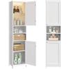 VASAGLE Mobile da Bagno con Luce, Mobiletto da Bagno Salvaspazio, Armadietto da Bagno a Colonna con Ripiani Regolabili, Largo 40 cm, per Piccoli Spazi, Moderno, Bianco Nuvola BBC766WH03