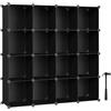 SONGMICS Scarpiera Componibile, Scaffale a 16 Cubi Modulari, Guardaroba, Recinto per Animali Domestici, Camera da Letto Cabina Armadio Ingresso, 31 x 123 x 123 cm, Nero LPC44BK