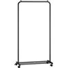 SONGMICS Stand Appendiabiti con Ruote, Appendiabiti Largo 74 cm, con Ripiano a Rete Fitta, Regge fino a 35 kg, 2 Ruote con Freno, Struttura in Metallo, Nero HSR130B01