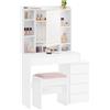 VASAGLE KAILYN Collezione - Toeletta con Luci LED, 3 Tonalità di Luce, Tavolo da Trucco con Specchio, Cassetti, Scomparti Aperti, Sgabello, Ripiani Regolabili, Moderno, Bianco Nuvola RDT125WB01