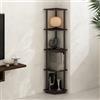 Furinno TURN-N-TUBE Mensola Angolare, 5 Ripiani, Scaffale Angolare, per Organizzazione e Storage, Soggiorno, Studio, Garage, Camera da Letto, Noce Scuro
