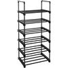 SONGMICS Scarpiera a 6 Ripiani, Scaffale Portascarpe in Metallo, per 7-14 Paia di Scarpe, Verticale o Capovolto, Impilabile, Ingresso, 30 x 45 x 106 cm, Nero LSA23BK