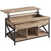 VASAGLE Tavolino da Caffè Tavolino da Salotto con Piano Sollevabile, Tavolino con Spazio di Organizzatore Aperto e Nascosto, Barre a X, 60 x 100 x (48-62) cm, Marrone Cammello e Nero LCT205K50
