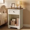 VASAGLE Comodino, con Prese e Porte USB, con Cassetto, 40 x 30 x 59 cm | Tavolino Laterale, con Ripiano Aperto, per Camera da Letto e Soggiorno, Bianco e Marrone, Collezione SIREN LET628WJ01