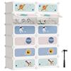 SONGMICS Scarpiera a 12 Scomparti per Bambini, Organizzatore Modulare ad Incastro in Plastica per Bambini, Guardaroba con Ante, 31 x 81 x 106 cm, Bianco Nuvola LPC907W01